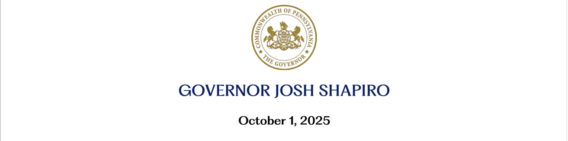 Pennsylvania Governor Josh Shapiro designates October as Local Chamber of Commerce Month with signed proclamation.