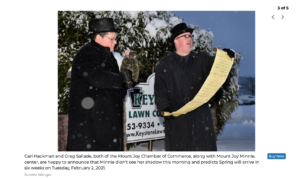Carl and Greg and Mount Joy Minnie Groundhog Day 2022.