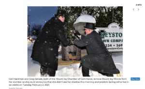 Carl and Greg and Mount Joy Minnie Groundhog Day 2022.
