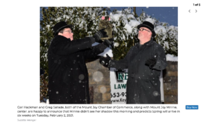 Carl and Greg and Mount Joy Minnie Groundhog Day 2022.