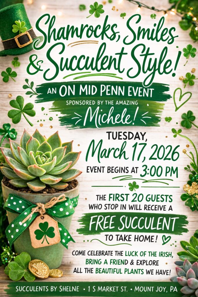 Succulents by ShelNe St. Patrick's Day event