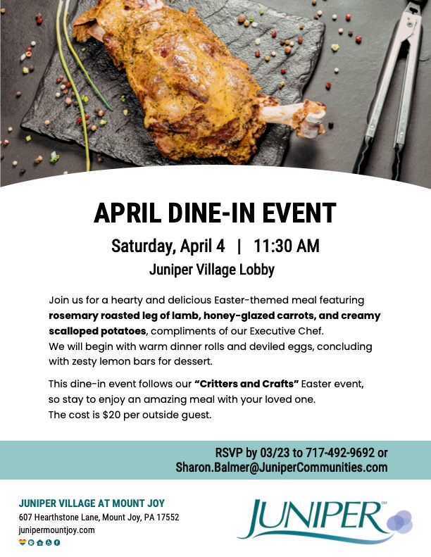 Juniper Dine-In Event flyer