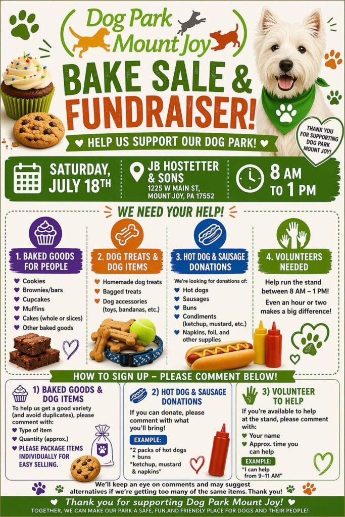 DPMJ bake sale and fundraiser